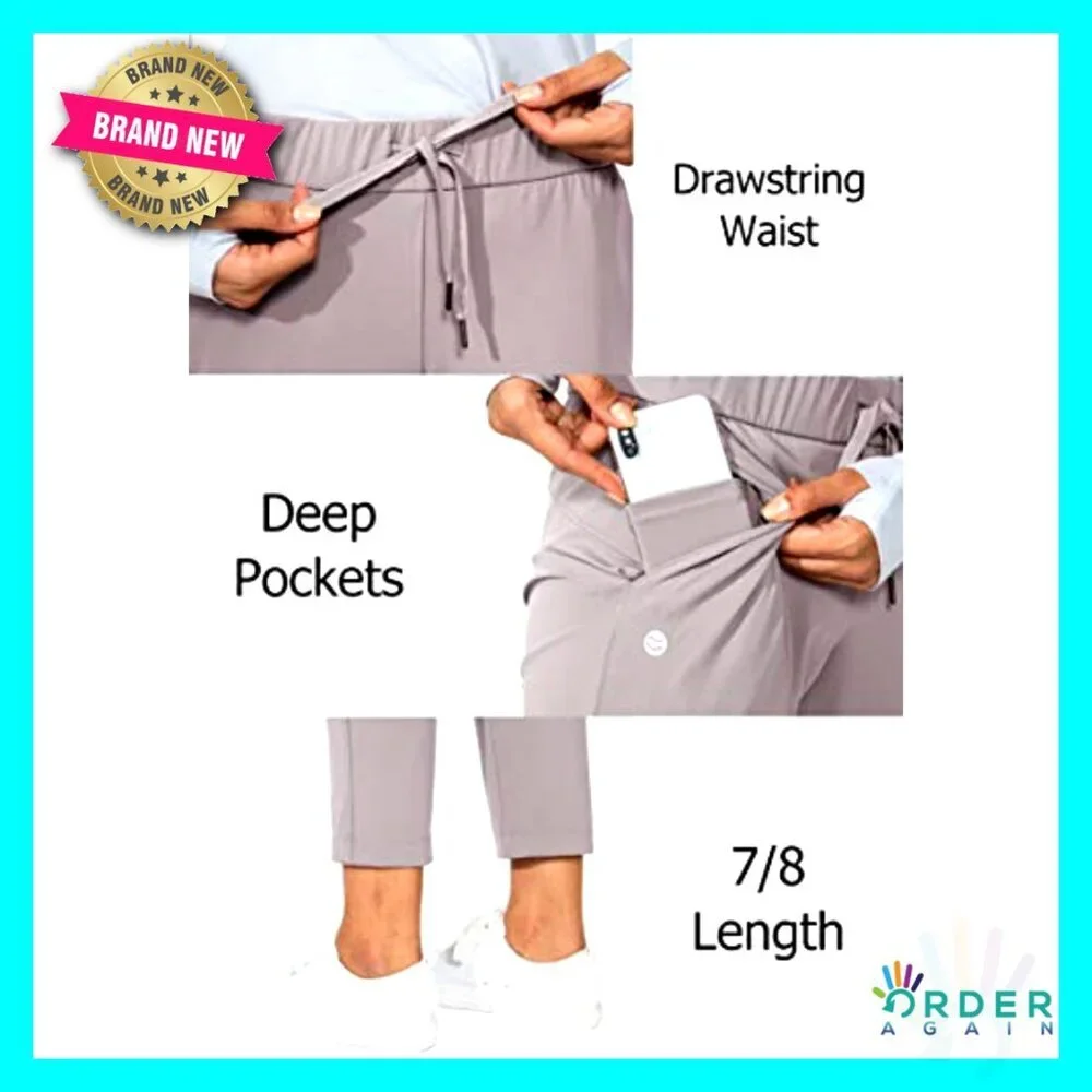 Stretch Ankle Sweatpants Deep Pockets Lounge Athletic Golf Travel Work